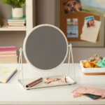 Mainstays by Becky G. & Alejandra 9.65" Round Tabletop Mirror with Metal Tray, White - Image 2