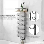Towel Racks For Rolled Towels, Bathroom Wall Towel Rack With Wood Shelf And 3 H - Image 2