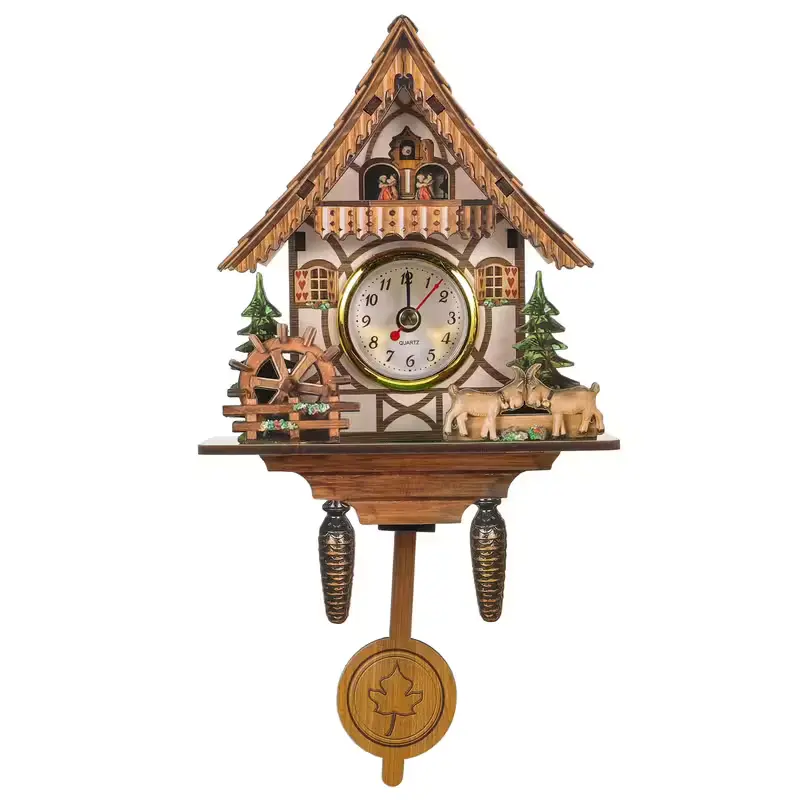 4.1 Wooden Pendulum Wall Clock with Cuckoo Bird - Image 1