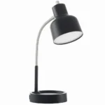 ZYLER- Led Desk Lamp With Catch-All Base & Ac Outlet Metal Gooseneck For Bedside Tables