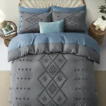 Queen Duvet Cover, Soft Bedding Set for All Seasons, Comforter Set, Boho Embroidery, Multi Colors & Sizes Available(Gray, 3 Pcs, 90"x 90") - Image 2
